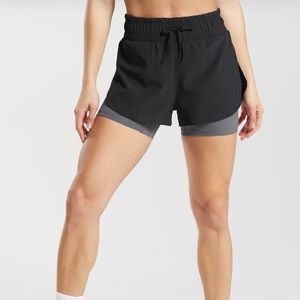 Gymshark 2 in 1 (black) running shorts